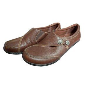 Clarks Women’s Sz 7 M Ashland Lane Q Brown Leather Slip On Loafers Shoes NWOB